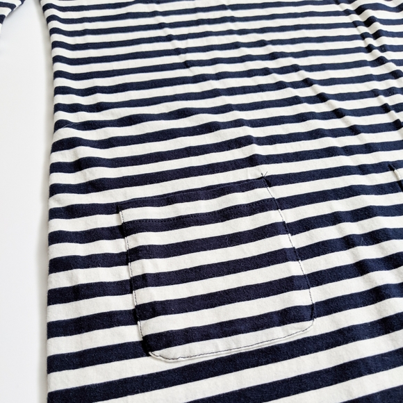 Striped Navy T-shirt Dress with Pockets - Picture 9 of 9